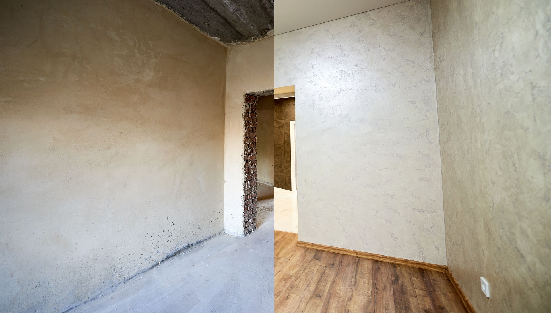 Chambre dans l’appartement avant et après les travaux de rénovation